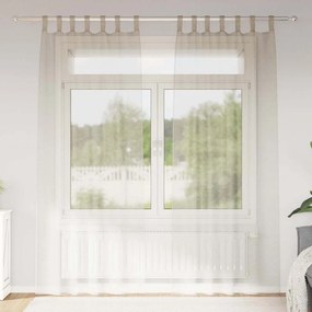 vidaXL Cortina de Voile 2 pcs Areia 245 x 140 cm Poliéster