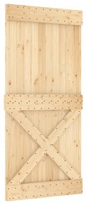 Porta de correr com ferragens 95x210 cm madeira de pinho maciça