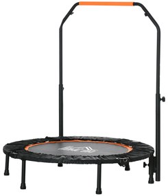 Trampolim Fitness Ø102 Trampolim Dobrável com Pega Ajustável em 4 Níveis Estrutura de Aço Preto e Laranja