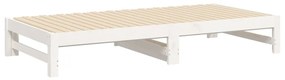 Sofá-cama de puxar 2x(75x190) cm madeira de pinho maciça branco