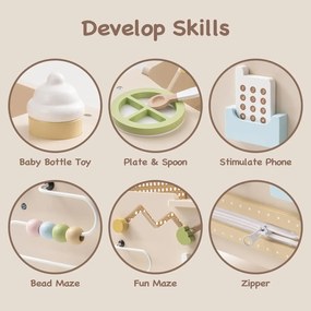 Andador de madeira para bebés com centro de atividades  50 x 37 x 31,5 cm Rattan