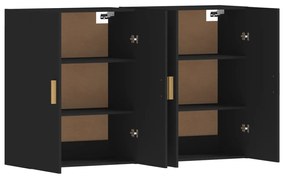 Móveis de parede 2 pcs derivados de madeira preto