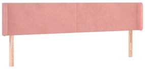 Cabeceira de cama c/ luzes LED veludo 163x16x78/88 cm rosa
