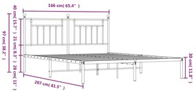 Estrutura de cama com cabeceira 160x200 cm metal preto
