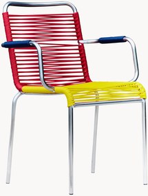 Cadeiras de braços artesanais empilháveis para jardim Mya Spaghetti, conjunto de 4