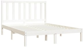 Estrutura de cama pequena casal 120x190 cm pinho maciço branco