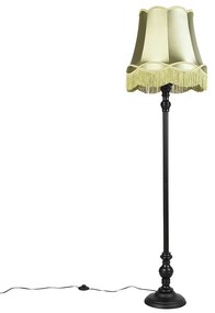 Candeeiro de pé preto com cúpula verde - Classico Clássico / Antigo