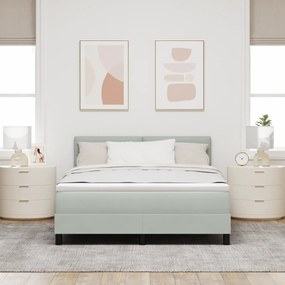 Cama Box com Colchão vidaXL Cinza Claro 140x190 cm Veludo