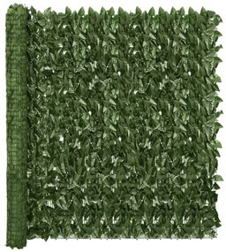Tela de varanda com folhas verde-escuras 400x150 cm