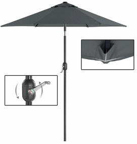 Guarda-sol Ø 200 cm com inclinação proteção UPF 50+ Cinzento