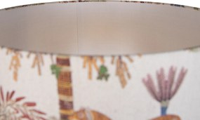 Candeeiro de Pé Japandi Bege com Abajur com Padrão Animal Multicolorido 50cm - Simplo