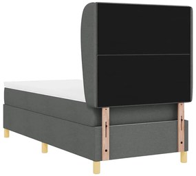 Cama Box Spring vidaXL com Colchão Cinza Escuro 90x200 cm Tecido