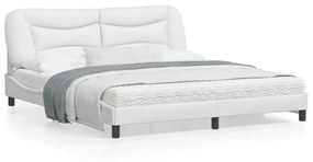 3208017 vidaXL Estrutura cama c/ cabeceira 180x200 cm couro artificial branco