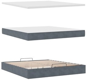 Estrutura cama otomana colchões 180x200 cm cinzento escuro