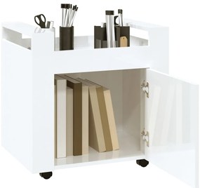 Carrinho secretária 60x45x60cm deriv. madeira branco brilhante
