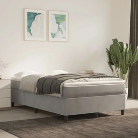 Estrutura de cama sem colchão 120x200 cm veludo cinzento-claro