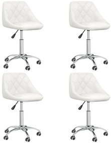 Cadeiras de jantar giratórias 4 pcs couro artificial branco