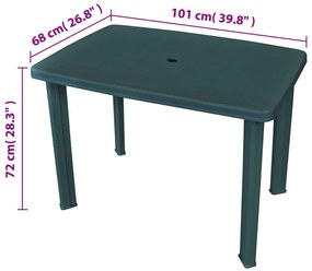 Mesa de jardim 101x68x72 cm plástico verde