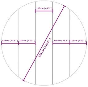 Pano para chão de piscinas Ø550 cm poliéster geotêxtil cinza