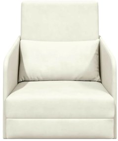 Sofá Cama de Piso 2-em-1 Creme 65x80x83 cm Veludo