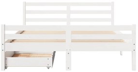 Cama sem colchão 150x200 cm madeira de pinho maciça branco