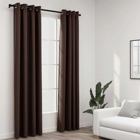 321202 vidaXL Cortinas opacas asp. linho c/ ilhós 2pcs 140x245cm cinza-acast.