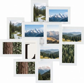 Conjunto 12 molduras para fotografias de 10 x 15 cm, colagem de fotografias branco