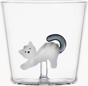 Copo artesanal em vidro borossilicato Tabby Cat
