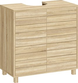 HOMCOM Móvel de Casa de Banho com Prateleira Ajustável, Portas de Ripas e Abertura por Pressão, para Lavatório com Pedestal ou de Parede | Aosom Portugal