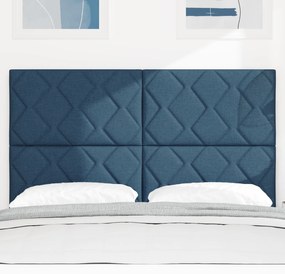 Cabeceira com Design de Blocos de Diamante em Azul, 160 cm de Tecido