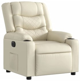 Poltrona reclinável elétrica couro artificial cor creme