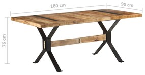 Mesa de jantar 180x90x76 cm madeira de mangueira áspera