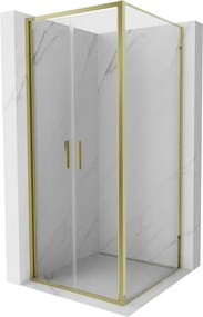 Mexen Exo cabine de duche com porta basculante 90 x 90 cm, transparente, dourada - 814-090-090-50-00