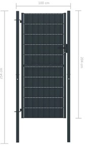 Portão de cerca 100x204 cm PVC e aço antracite