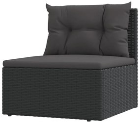 7 pcs conjunto lounge de jardim c/ almofadões vime PE preto