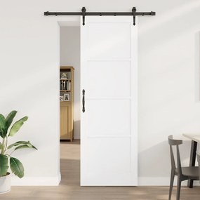 vidaXL Porta Deslizante com Conjunto de Ferragens 'ORKDAL'Madeira Sólida Branca de Pinho