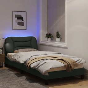 Estrutura de Cama Julie - Com luz LED - 90x190 cm - Tecido Cinzento