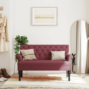vidaXL Banco com encosto 120x62x75,5 cm tecido vermelho tinto