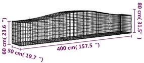 Cestos gabião arqueados 10pcs 400x50x60/80 cm ferro galvanizado