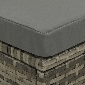 4 pcs conjunto lounge de jardim c/ almofadões vime PE cinzento