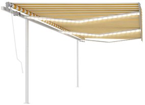 Toldo automático LED e sensor de vento 6x3 m amarelo e branco