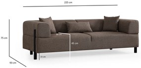 Sofá de 3 Lugares Gio – Castanho – 225 cm x 93 cm x 75 cm
