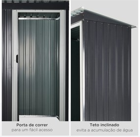 Abrigo Metálico para Jardim – 1,5 m² – 163x89x182 cm – Estrutura em Aç