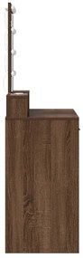 mesa de maquilhagem vidaXL com luzes LED Carvalho Castanho 100x41x140