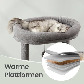 Arranhador para gatos 55 x 60 x 196 cm, árvore com vários níveis, com plataformas cinzento claro