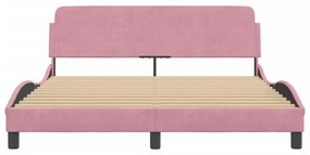 Estrutura cama c/ cabeceira sem colchão 160x200 cm veludo rosa