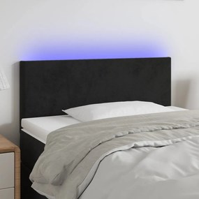 Cabeceira de cama c/ luzes LED veludo 80x5x78/88 cm preto