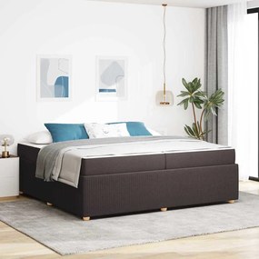 vidaXL Estrutura da Cama com colchão Marrom Escuro 200 x 200 cm tecido