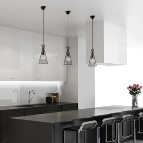 Candeeiro de Teto Mezopotamya – Preto – Diâmetro 20 cm, Altura 136 cm