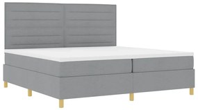 Cama Box com Colchão Cinza Claro 200x200 cm Tecido